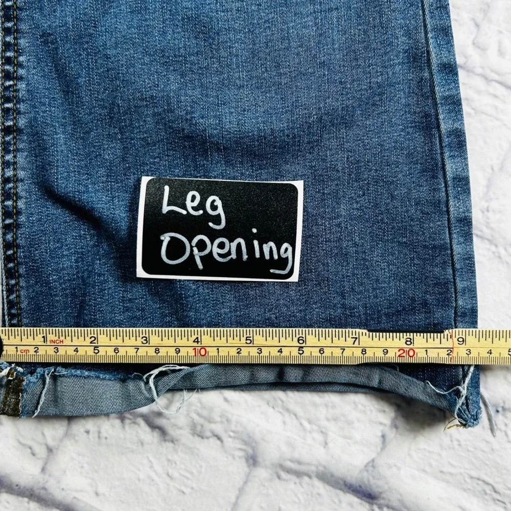 Garage Denim High Waist Flare Jeans Blue Raw Hem Size 9 29 Retro Inspired